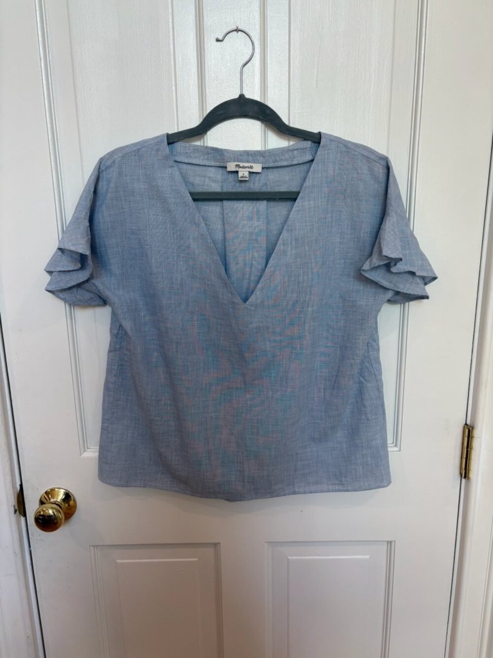Madewell Denim-Wash Linen Top, Size S